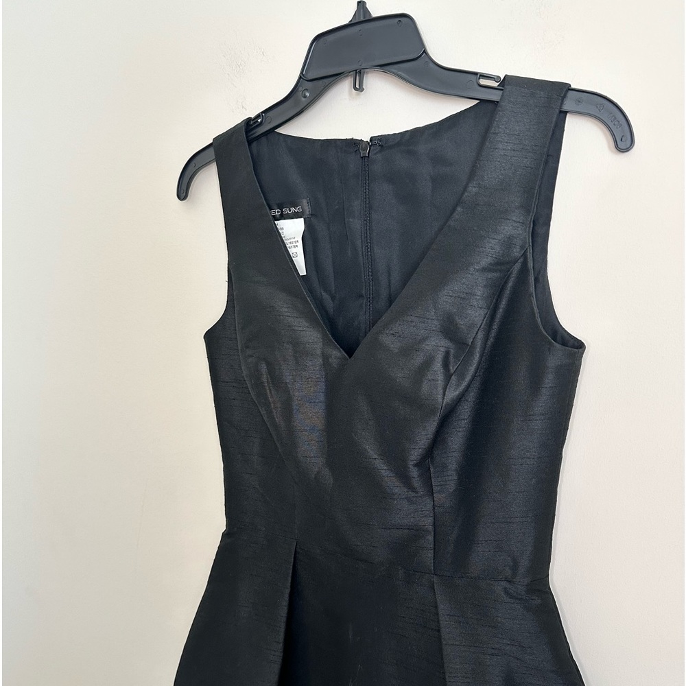 Alfred Sung Black Dupioni Cocktail Dress Size 4 Style D586 - Picture 5 of 12